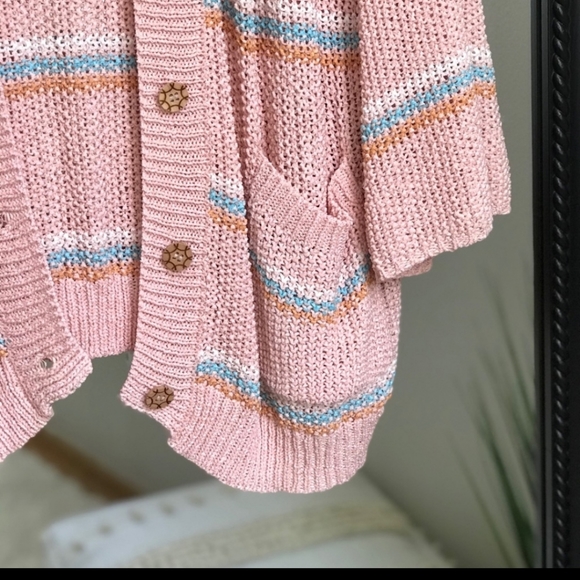 BNWOT POL Oversized Pink Striped Cardigan. - Picture 3 of 16
